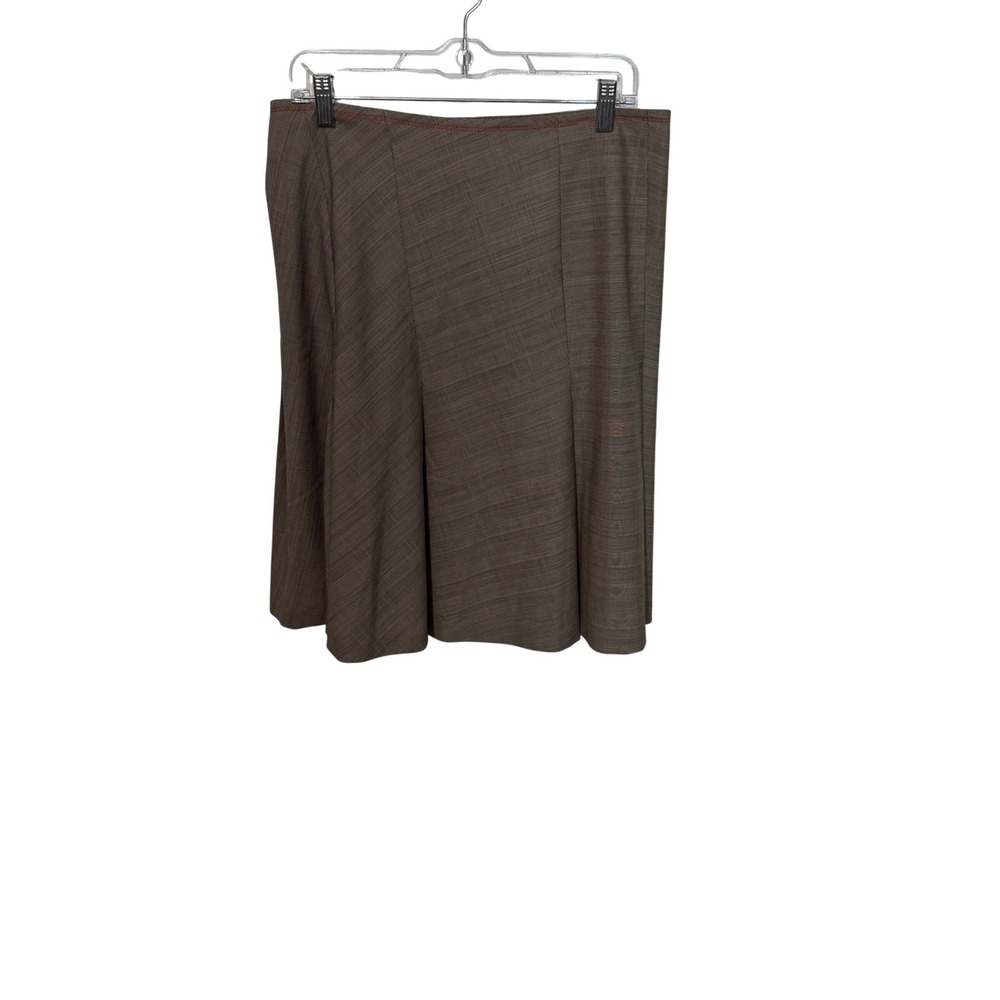 Gunex Plaid Skirt Womens 10 Brown Virgin Wool Glen Check Made in Italy